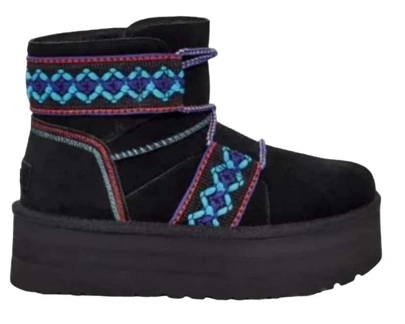 UGG WOMEN MINI BRAID PLAT — BLACK