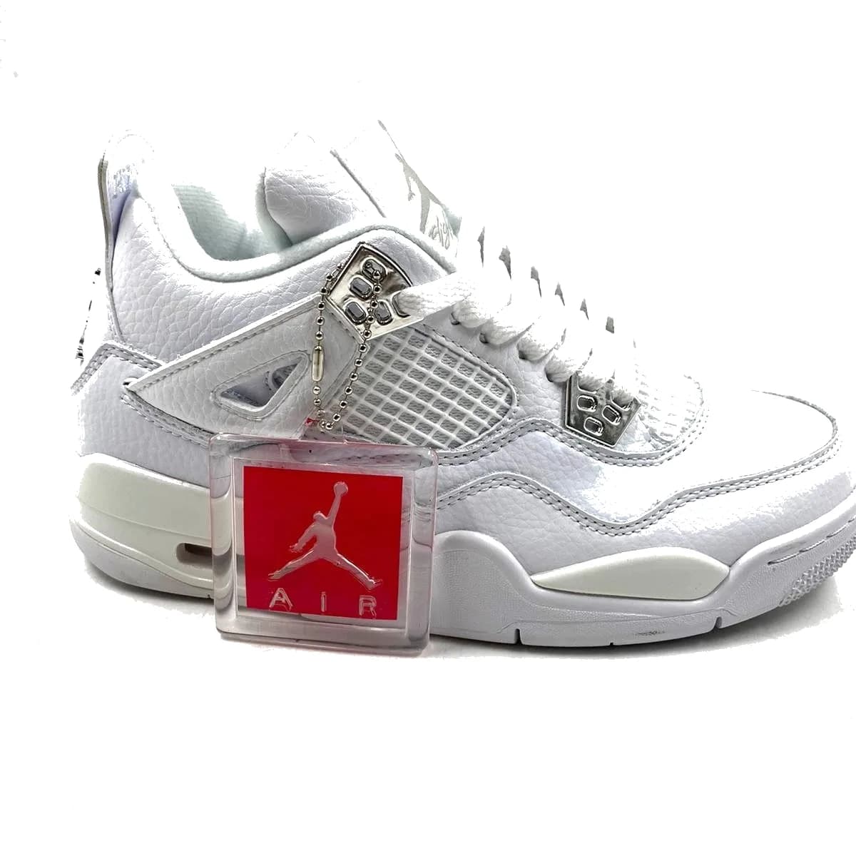 JORDAN 4 RETRO — WHITE SILVER 100