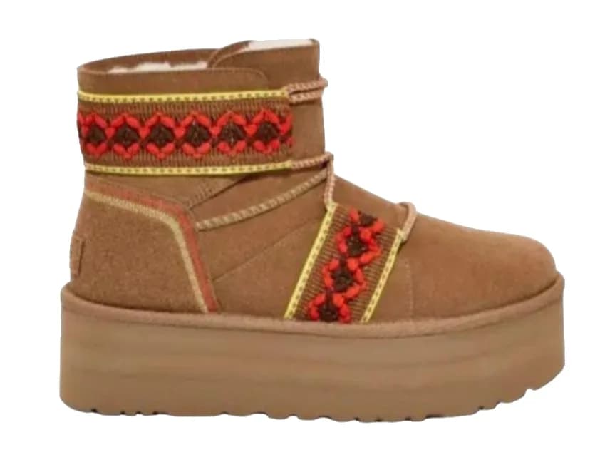 UGG WOMEN MINI BRAID PLAT — CHESTNUT