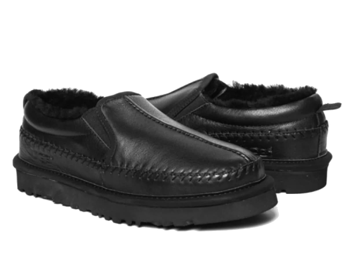 UGG Mens Stitch — Men,S STITCH SLIP ON LEATHER BLACK